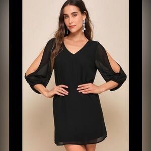 Lulus small black dress open sleeves 701